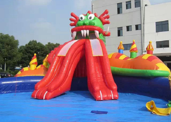 Plato PVC Công viên Nước Thổi phồng lên Với Pool Slide khâu kim khâu đôi An khâu an toàn
