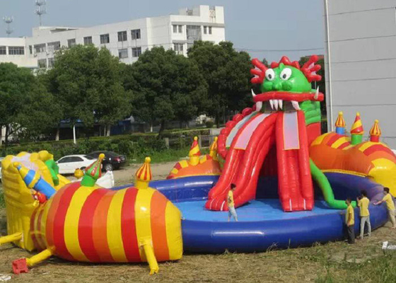 Plato PVC Công viên Nước Thổi phồng lên Với Pool Slide khâu kim khâu đôi An khâu an toàn